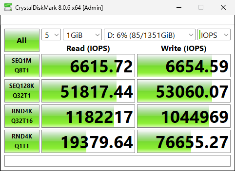 Crucial T500でのベンチマーク（IOPS）