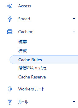 サイドバーからCache Rulesを選択